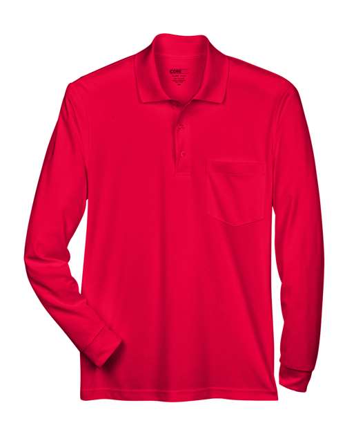 CORE365 Men's Pinnacle Performance Long Sleeve Piqué Polo with Pocket 88192P