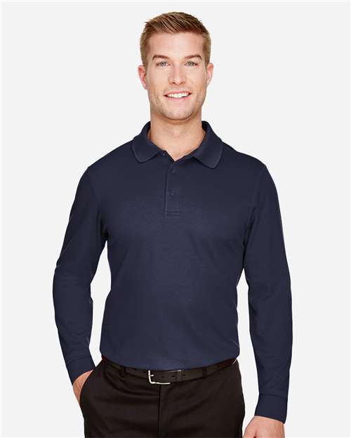 Devon & Jones Men's CrownLux Performance® Plaited Long Sleeve Polo DG20L