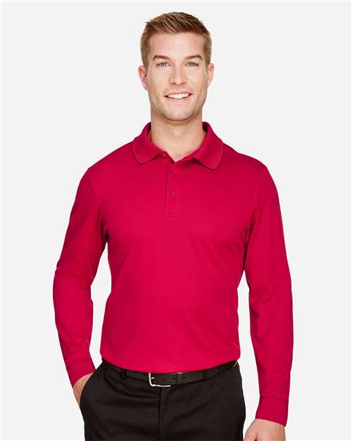Devon & Jones Men's CrownLux Performance® Plaited Long Sleeve Polo DG20L