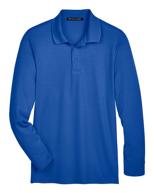 Devon & Jones Men's CrownLux Performance® Plaited Long Sleeve Polo DG20L