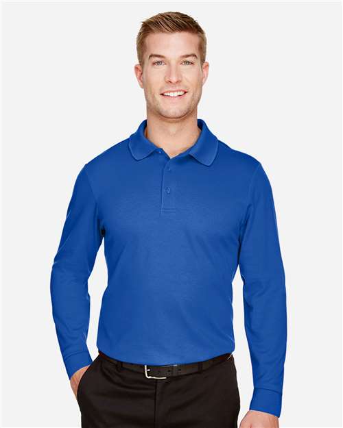 Devon & Jones Men's CrownLux Performance® Plaited Long Sleeve Polo DG20L