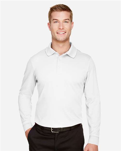 Devon & Jones Men's CrownLux Performance® Plaited Long Sleeve Polo DG20L