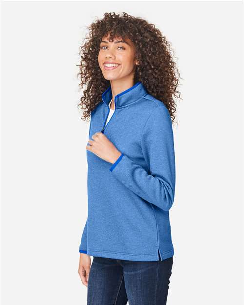 CORE365 Women's Venture Heathered Stripe Quarter-Zip Pullover CE73W