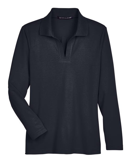 Devon & Jones Women's CrownLux Performance® Plaited Long Sleeve Polo DG20LW
