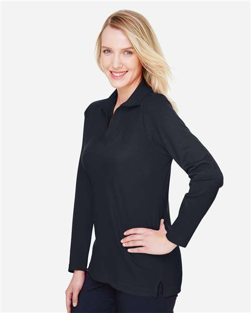 Devon & Jones Women's CrownLux Performance® Plaited Long Sleeve Polo DG20LW