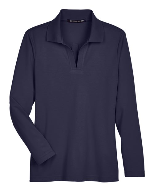Devon & Jones Women's CrownLux Performance® Plaited Long Sleeve Polo DG20LW
