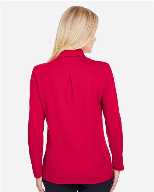 Devon & Jones Women's CrownLux Performance® Plaited Long Sleeve Polo DG20LW