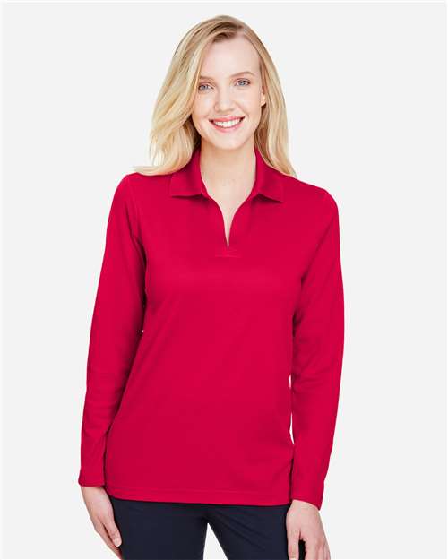 Devon & Jones Women's CrownLux Performance® Plaited Long Sleeve Polo DG20LW