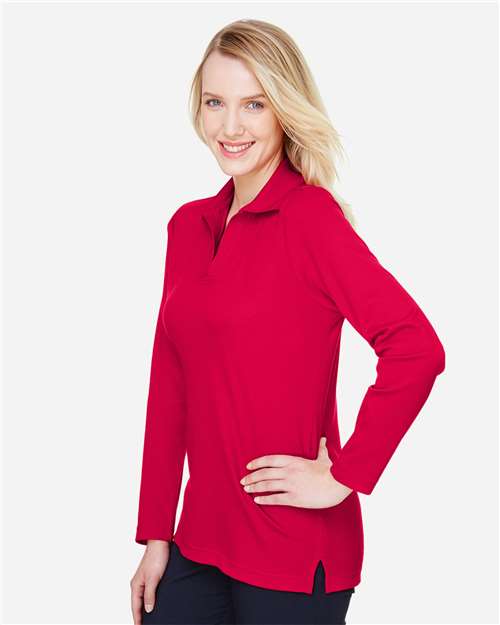Devon & Jones Women's CrownLux Performance® Plaited Long Sleeve Polo DG20LW