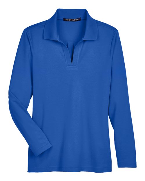 Devon & Jones Women's CrownLux Performance® Plaited Long Sleeve Polo DG20LW