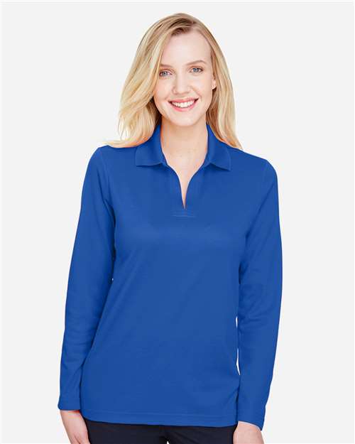 Devon & Jones Women's CrownLux Performance® Plaited Long Sleeve Polo DG20LW