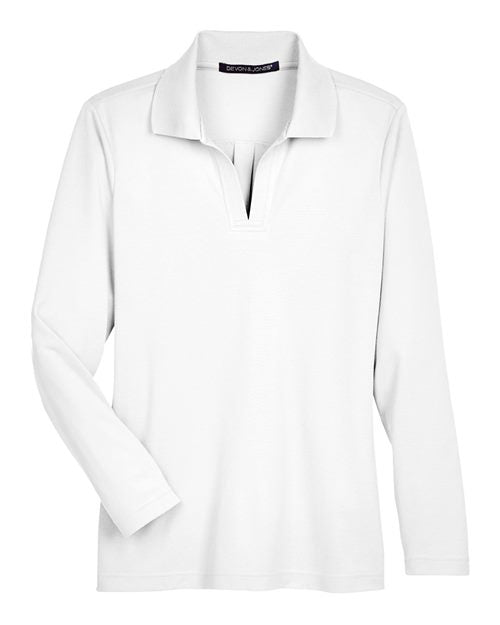 Devon & Jones Women's CrownLux Performance® Plaited Long Sleeve Polo DG20LW