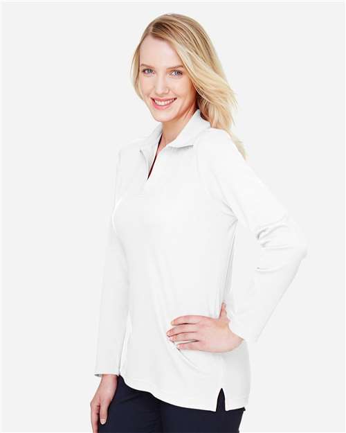 Devon & Jones Women's CrownLux Performance® Plaited Long Sleeve Polo DG20LW
