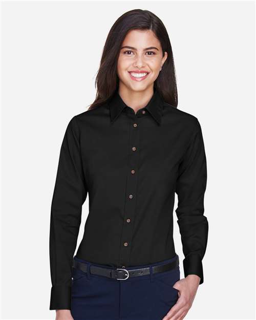 Harriton Women's Easy Blend™ Twill Dress Shirt with Stain-Release M500W