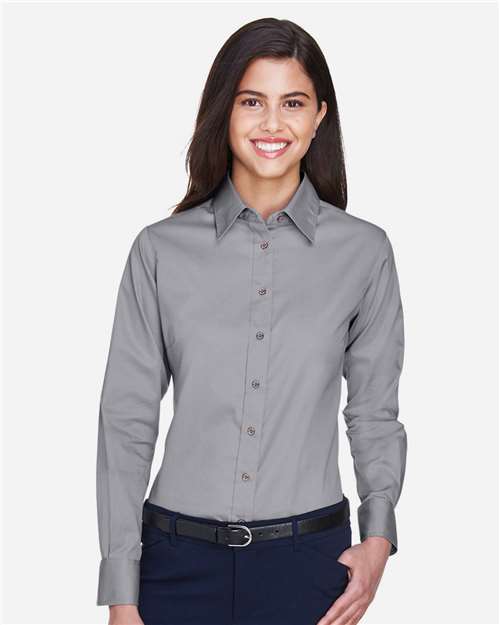 Harriton Women's Easy Blend™ Twill Dress Shirt with Stain-Release M500W