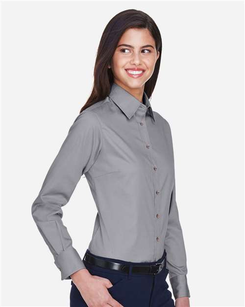 Harriton Women's Easy Blend™ Twill Dress Shirt with Stain-Release M500W