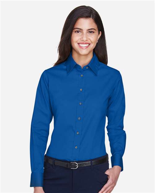 Harriton Women's Easy Blend™ Twill Dress Shirt with Stain-Release M500W