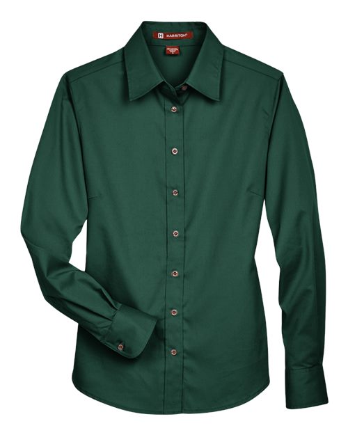 Harriton Women's Easy Blend™ Twill Dress Shirt with Stain-Release M500W