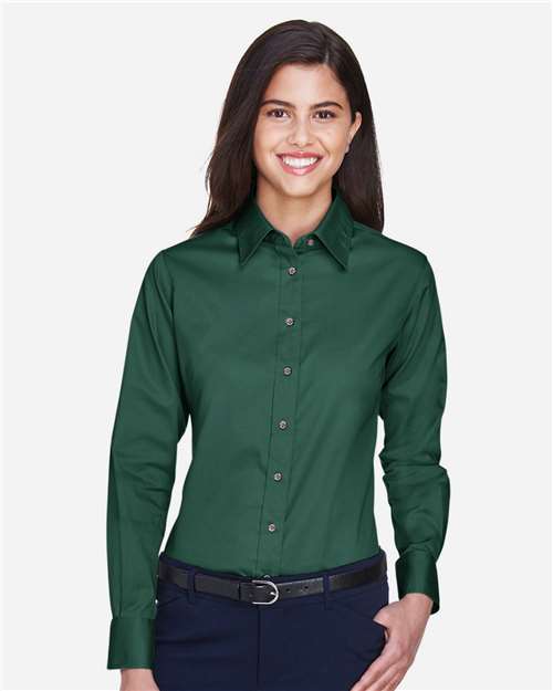 Harriton Women's Easy Blend™ Twill Dress Shirt with Stain-Release M500W
