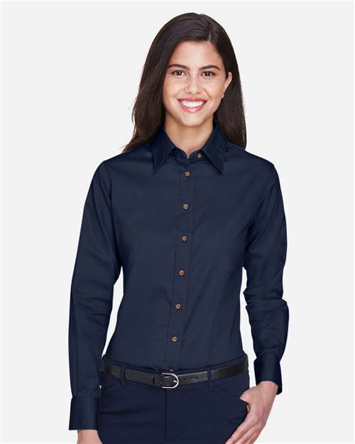 Harriton Women's Easy Blend™ Twill Dress Shirt with Stain-Release M500W