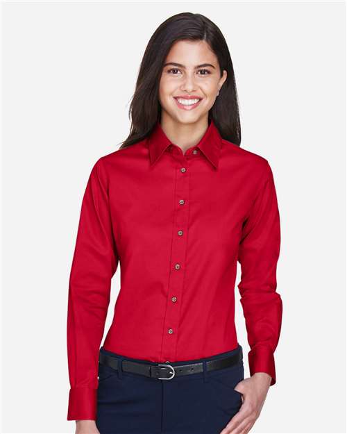 Harriton Women's Easy Blend™ Twill Dress Shirt with Stain-Release M500W