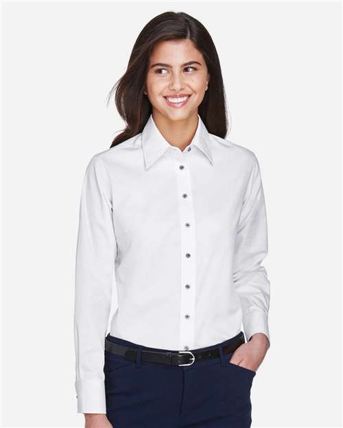 Harriton Women's Easy Blend™ Twill Dress Shirt with Stain-Release M500W