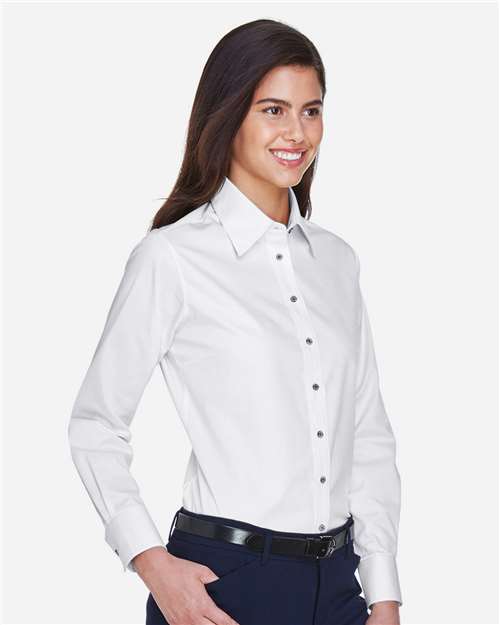 Harriton Women's Easy Blend™ Twill Dress Shirt with Stain-Release M500W