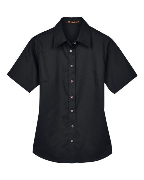 Harriton Women's Easy Blend™ Short Sleeve Twill Dress Shirt with Stain-Release M500SW