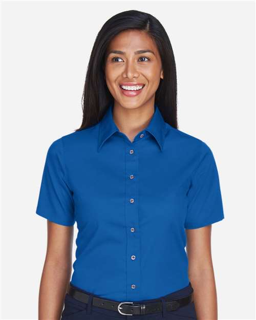 Harriton Women's Easy Blend™ Short Sleeve Twill Dress Shirt with Stain-Release M500SW