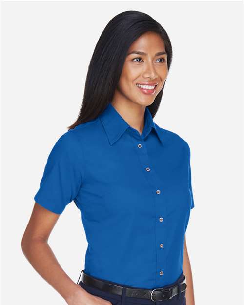 Harriton Women's Easy Blend™ Short Sleeve Twill Dress Shirt with Stain-Release M500SW