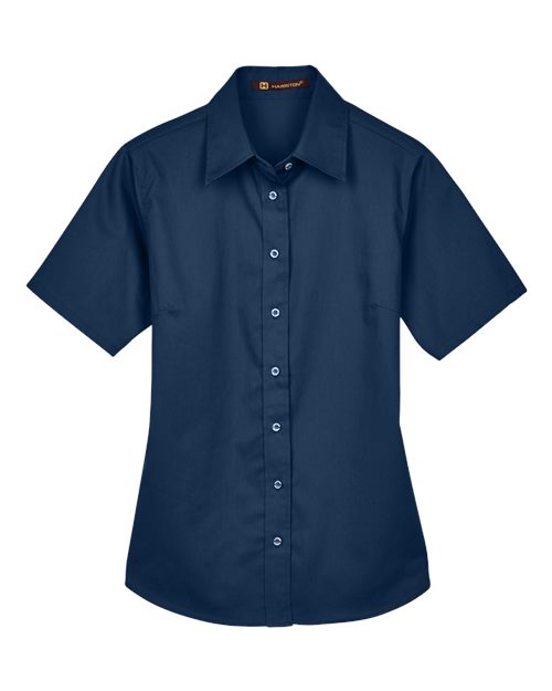 Harriton Women's Easy Blend™ Short Sleeve Twill Dress Shirt with Stain-Release M500SW