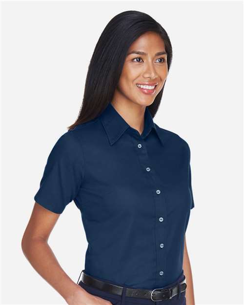 Harriton Women's Easy Blend™ Short Sleeve Twill Dress Shirt with Stain-Release M500SW