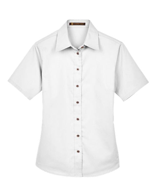 Harriton Women's Easy Blend™ Short Sleeve Twill Dress Shirt with Stain-Release M500SW