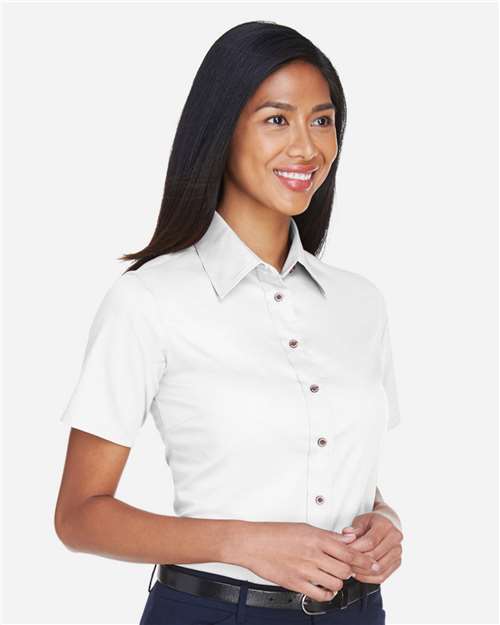 Harriton Women's Easy Blend™ Short Sleeve Twill Dress Shirt with Stain-Release M500SW