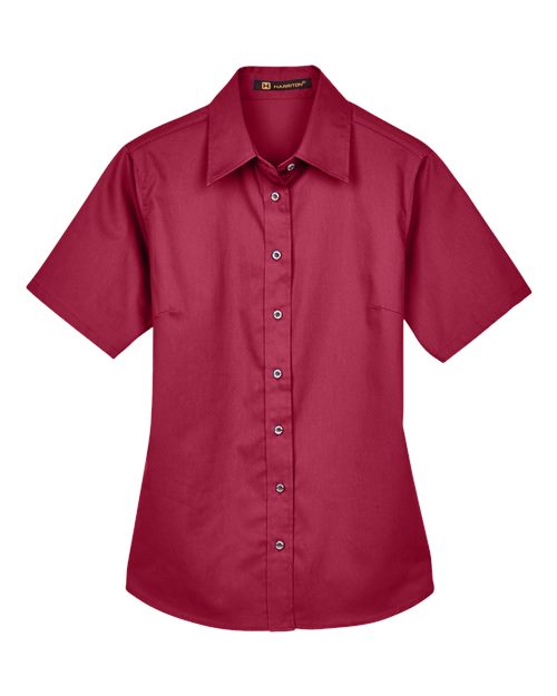 Harriton Women's Easy Blend™ Short Sleeve Twill Dress Shirt with Stain-Release M500SW