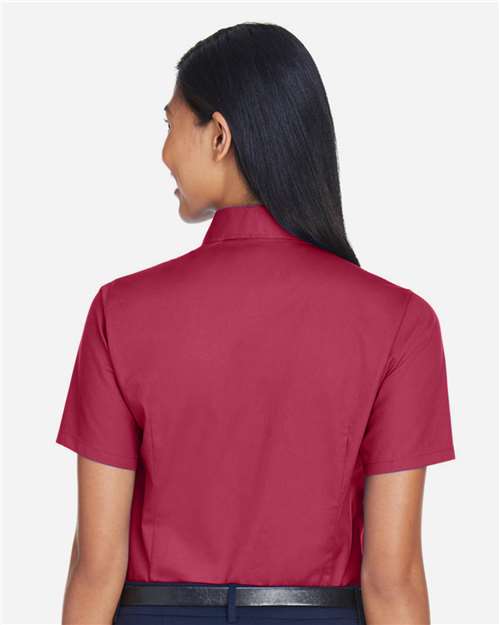 Harriton Women's Easy Blend™ Short Sleeve Twill Dress Shirt with Stain-Release M500SW