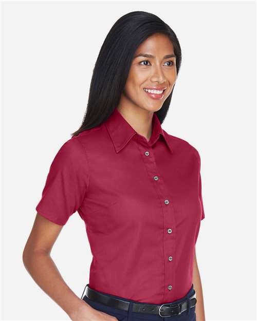 Harriton Women's Easy Blend™ Short Sleeve Twill Dress Shirt with Stain-Release M500SW