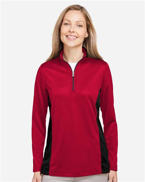 Harriton Women's Flash Snag Protection Plus IL Colorblock Quarter-Zip Pullover M786W