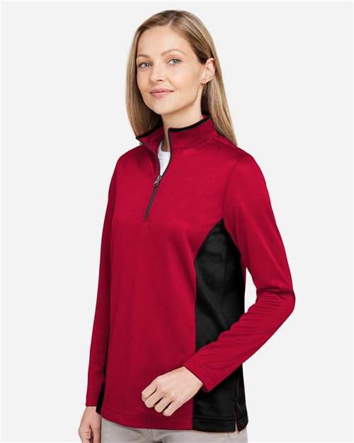 Harriton Women's Flash Snag Protection Plus IL Colorblock Quarter-Zip Pullover M786W