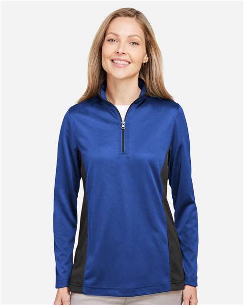 Harriton Women's Flash Snag Protection Plus IL Colorblock Quarter-Zip Pullover M786W