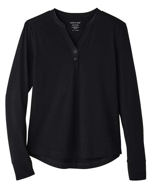North End Women's JAQ Stretch Performance V-Neck Snap Pullover NE400W