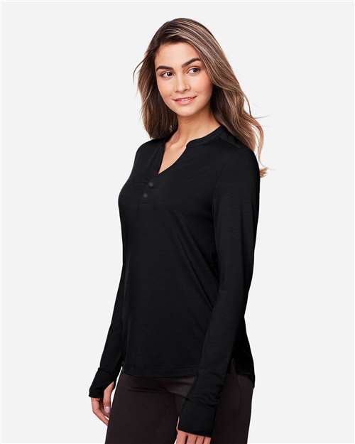 North End Women's JAQ Stretch Performance V-Neck Snap Pullover NE400W