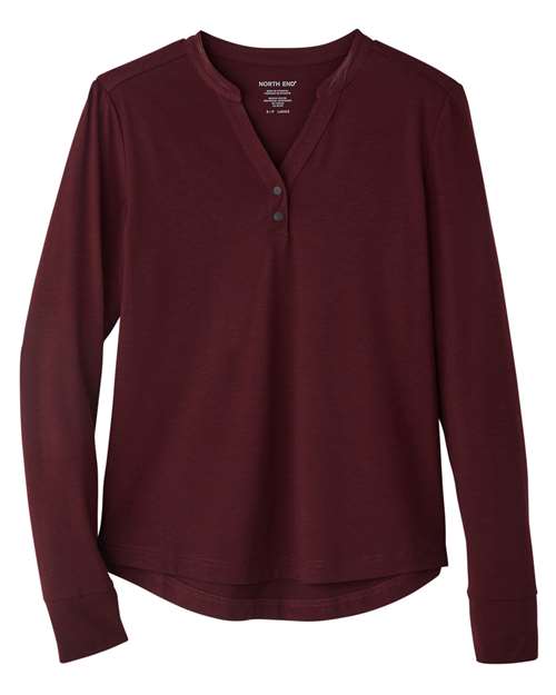 North End Women's JAQ Stretch Performance V-Neck Snap Pullover NE400W