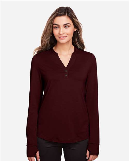 North End Women's JAQ Stretch Performance V-Neck Snap Pullover NE400W