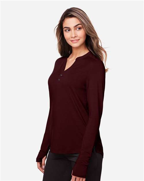 North End Women's JAQ Stretch Performance V-Neck Snap Pullover NE400W