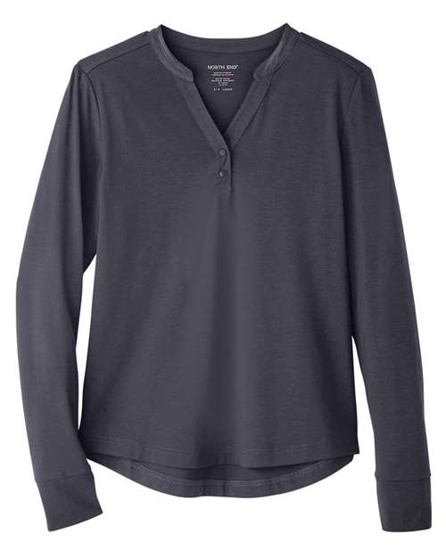 North End Women's JAQ Stretch Performance V-Neck Snap Pullover NE400W
