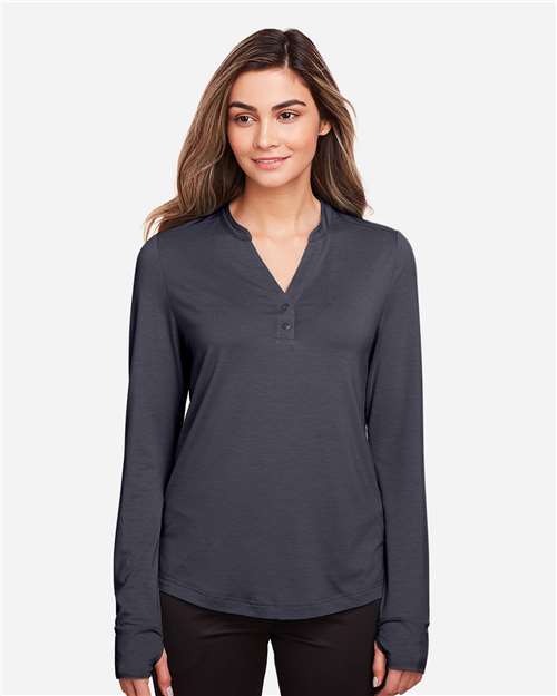 North End Women's JAQ Stretch Performance V-Neck Snap Pullover NE400W
