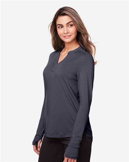 North End Women's JAQ Stretch Performance V-Neck Snap Pullover NE400W