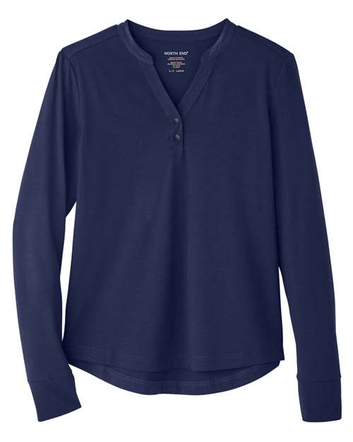 North End Women's JAQ Stretch Performance V-Neck Snap Pullover NE400W