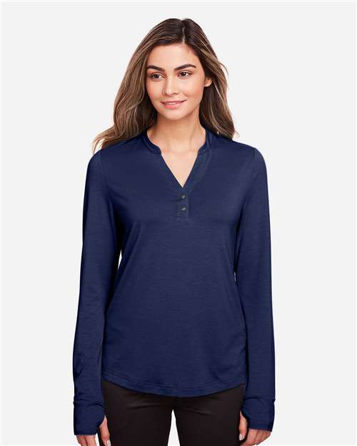 North End Women's JAQ Stretch Performance V-Neck Snap Pullover NE400W